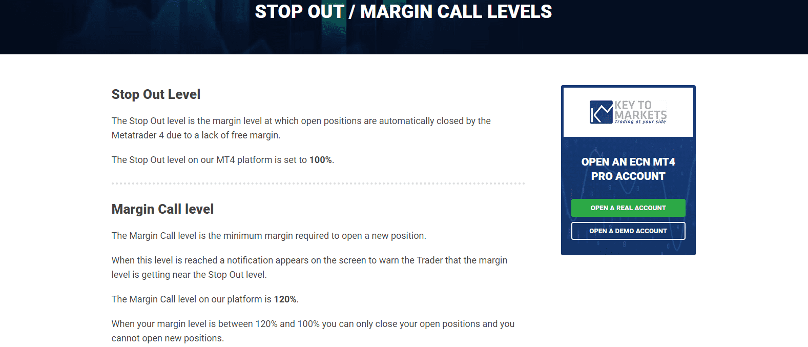 Key to Markets Review stop out info